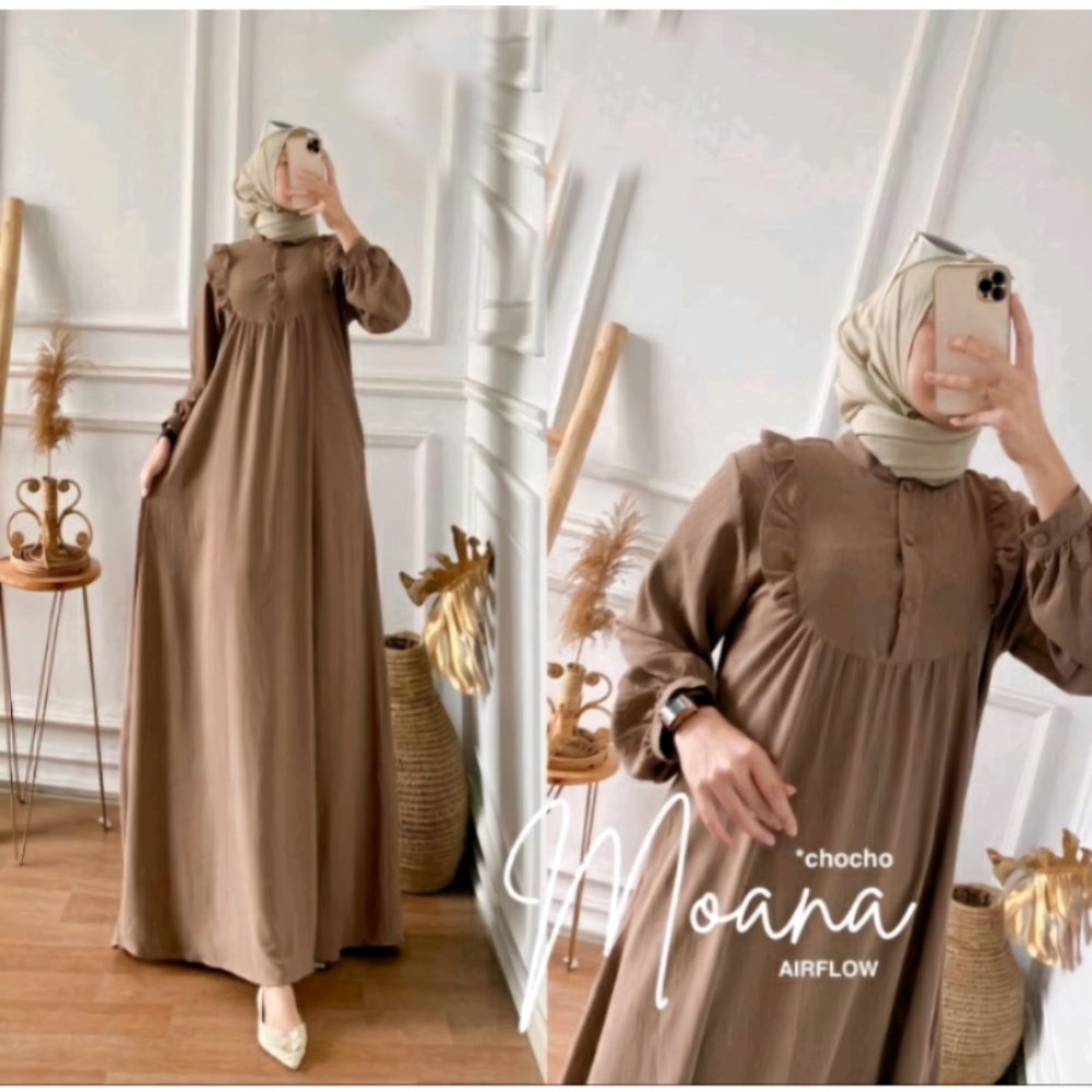 DRESS GAMIS MOANA BAHAN CRINCLE AIRFLOW / GAMIS WANITA