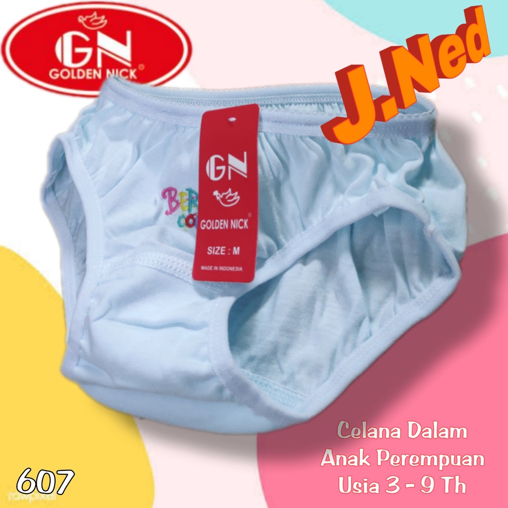 J607T  HARGA 3 PCS Celana dalam Anak  Wanita Murah - Cd Anak Wanita - Golden Nick 1188