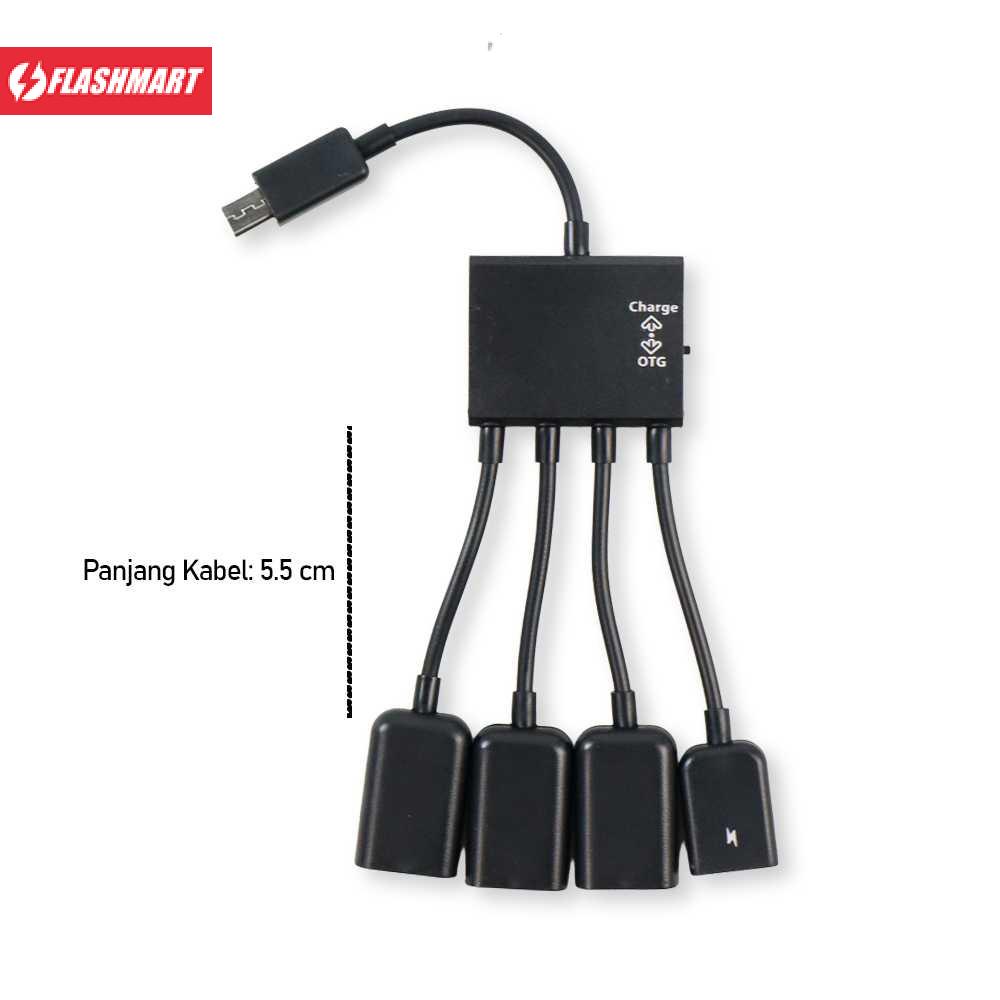 Flashmart Multifunction Micro USB OTG Hub 4 in 1 Data Cable &amp; Charge - M3H4