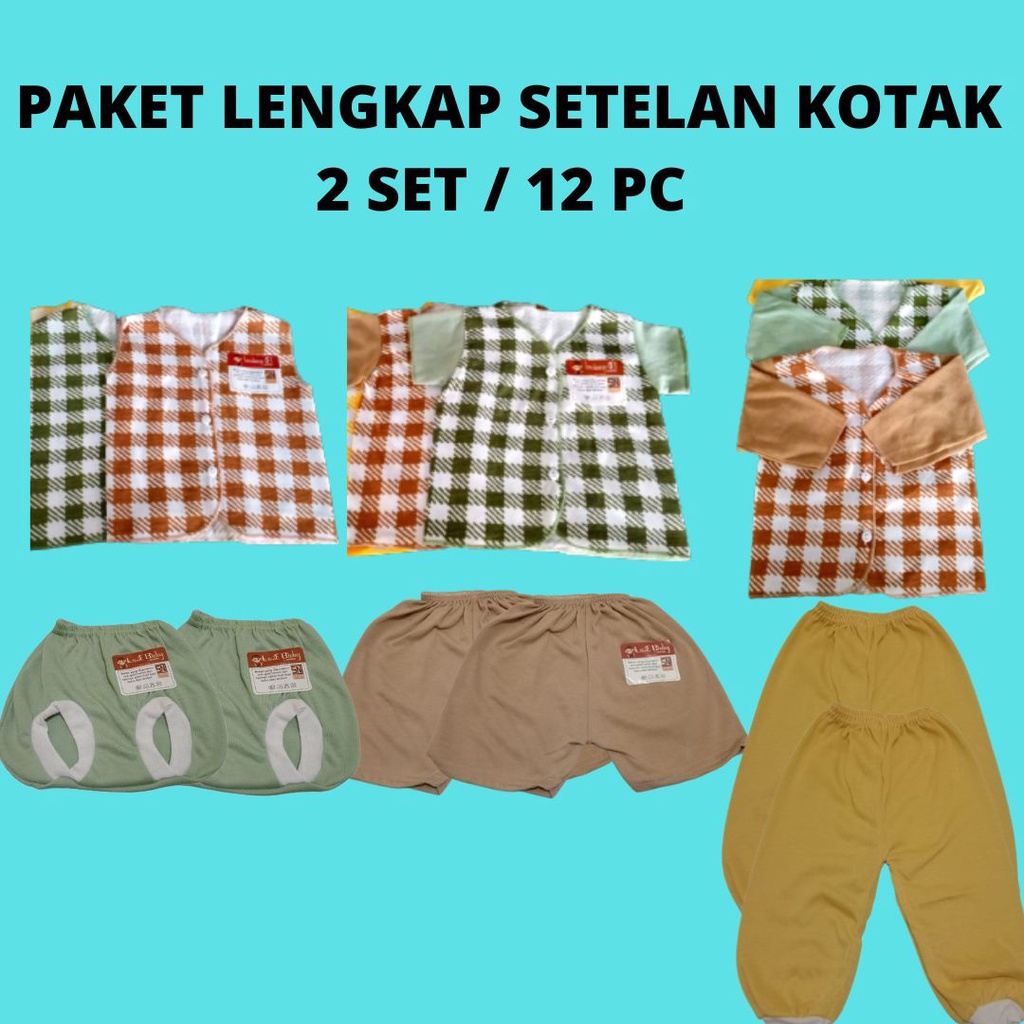 Paket Lengkap Perlengkapan Baju Bayi New Born Kotak + Celana Klasik Lusiana E ( 652303 + 651020 / 652301 + 651120 / 652302 + 651220 )