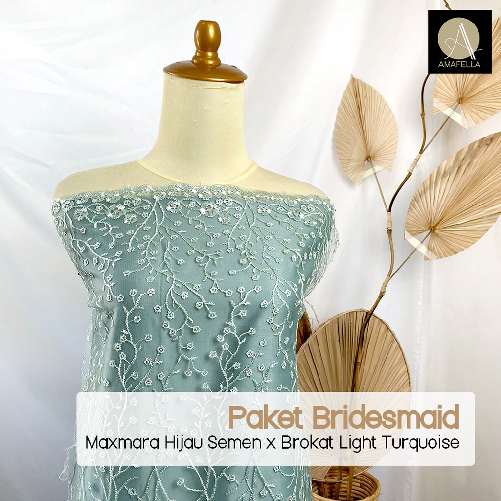 Paket Kain Bridesmaid Seragaman Lamaran Keluarga Lengkap Satin Kebaya Brokat Warna Hj Semen (Wardah)