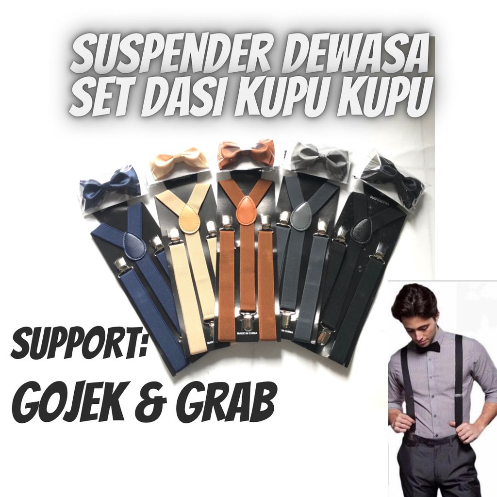 SUSPENDER DEWASA REMAJA SET DASI KUPU-KUPU | TALI KODOK | TALI JOJON