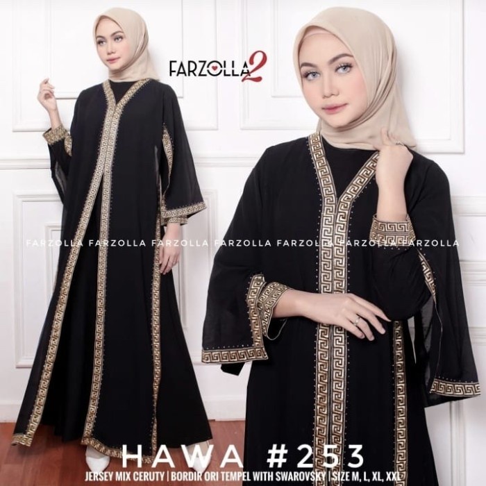 Gamis Gamis Abaya Turkey Terbaru bahan jersey mix ceruty motif Bunga Bawah - Hitam, M(C0N6) BISA COD
