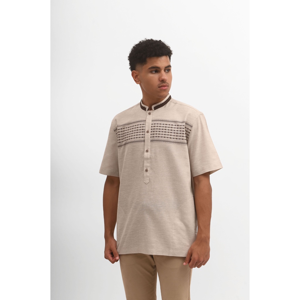 MANZONE Kemeja Koko Pria Lengan Pendek SALMAN - Olive