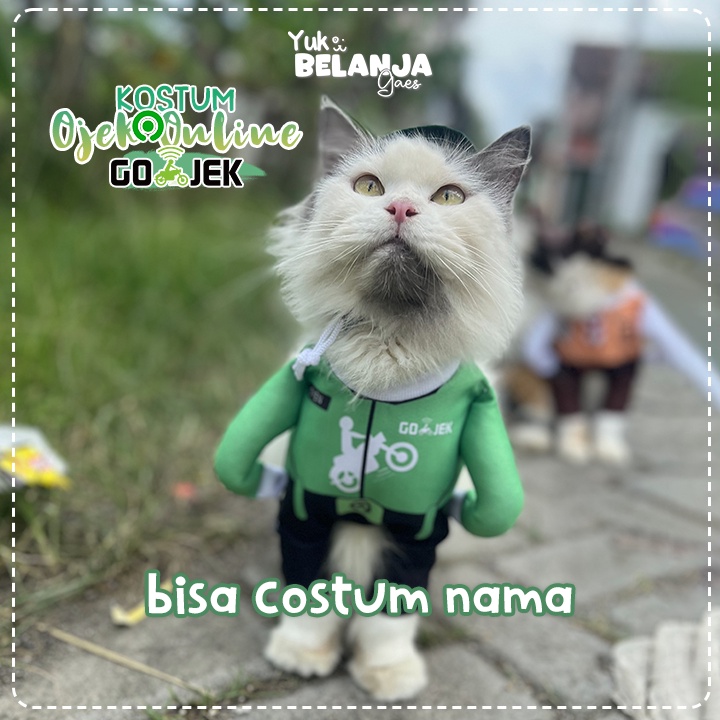 Baju Kucing Bahan Poliester Kostum Ojek Online Gojek Series Terlucu Baju Kucing anjing kelinci Lucu murah Size XS-XL / Yuk Belanja Gaes!