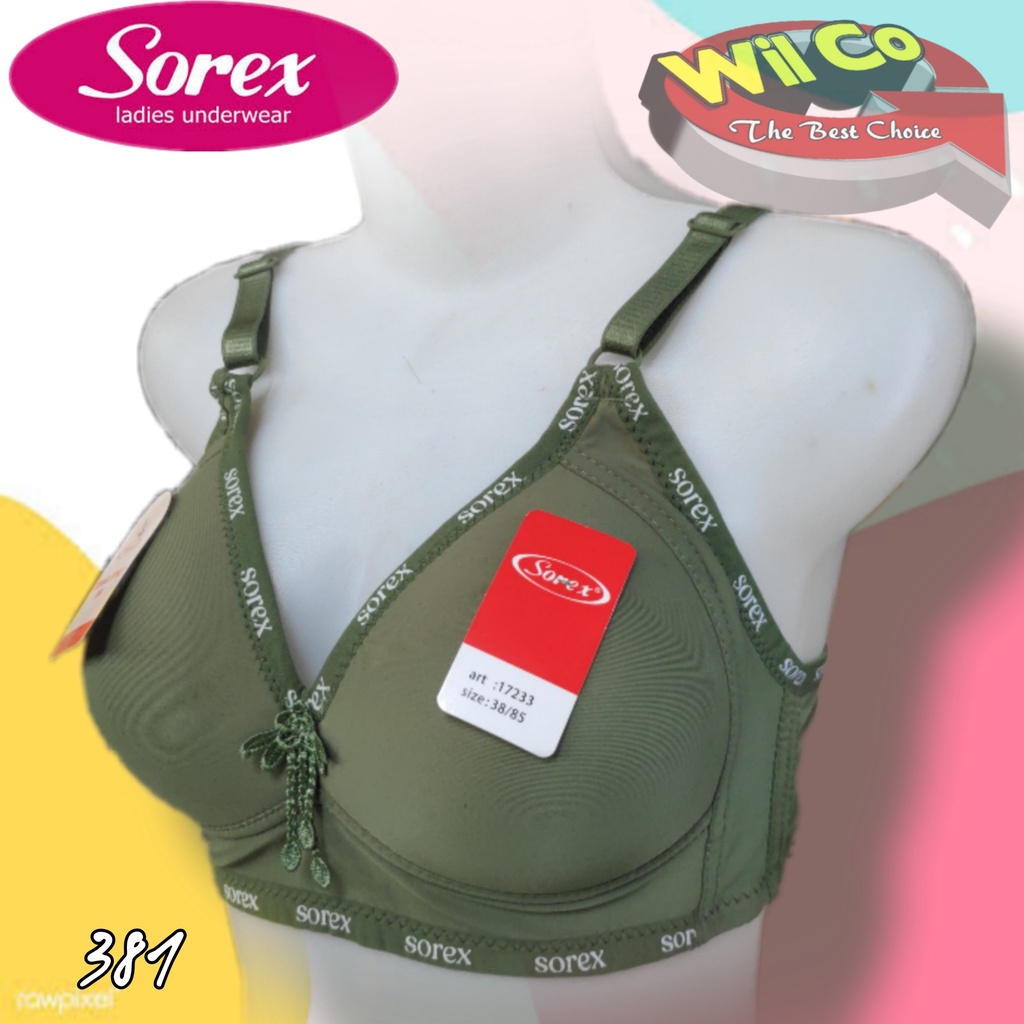 K381 - BRA/BH WANITA SOREX BUSA TANPA KAWAT CUP C SIZE 36C - 42C  TIGA PENGAIT