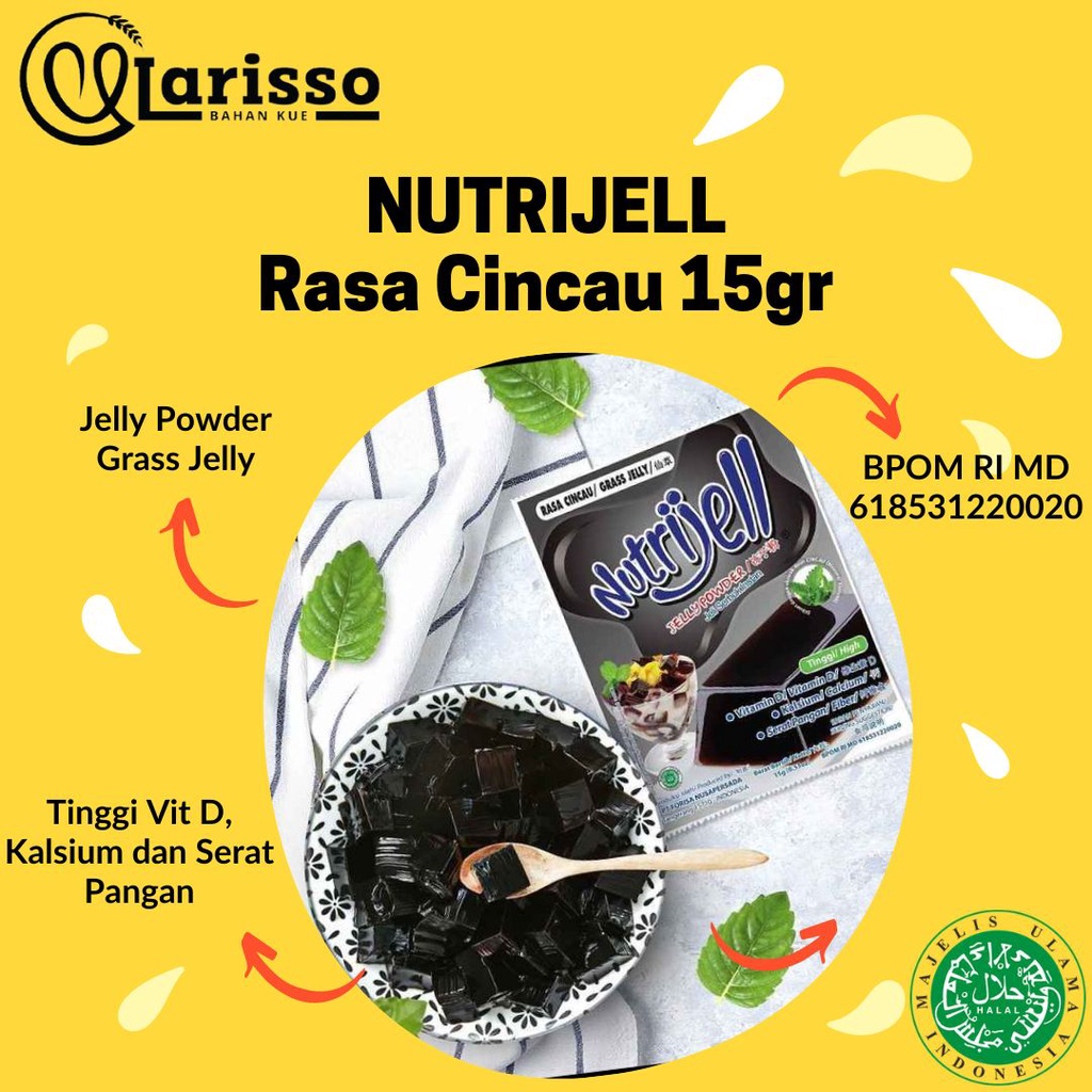 

NUTRIJELL JELLY POWDER JELI SERBUK INSTAN 15GR CINCAU