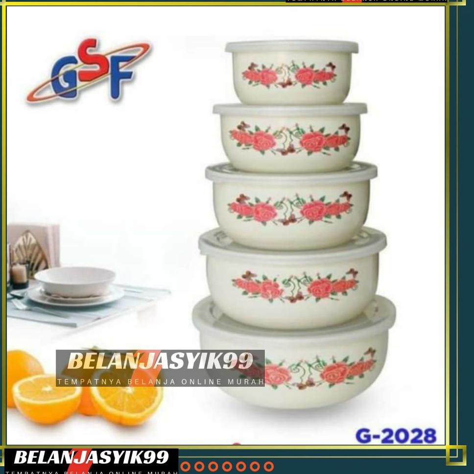 CHEKOUT RANTANG SUSUN 5 MANGKOK SET BERANAK MANGKUK PENYIMPANAN MAKANAN MOTIF BUNGA GSF 2028 / RANTA
