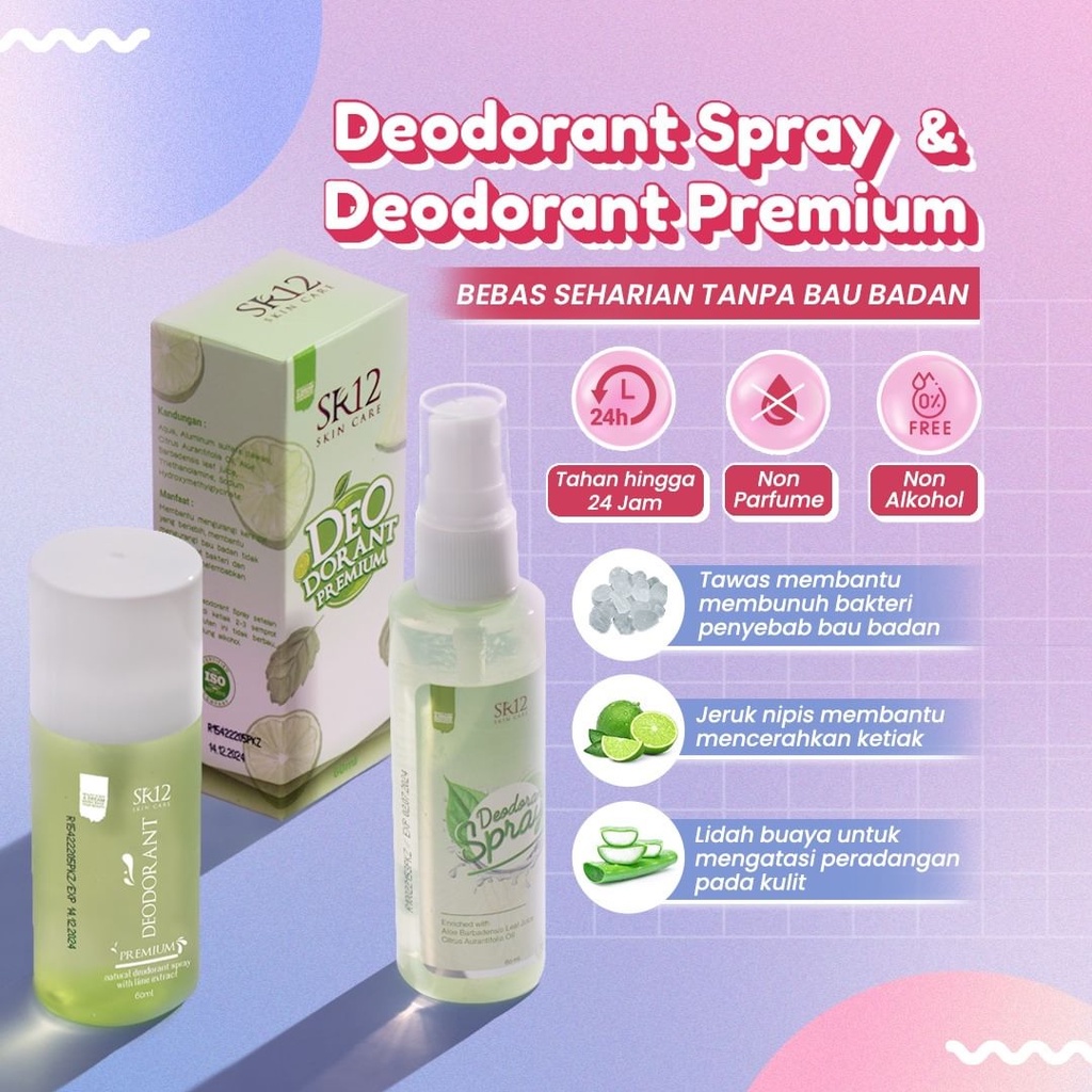 Deodorant Spray SR12 Herbal Ampuh atasi Bau Badan Keringat Berlebih Mencerahkan Ketiak BPOM 60 ml