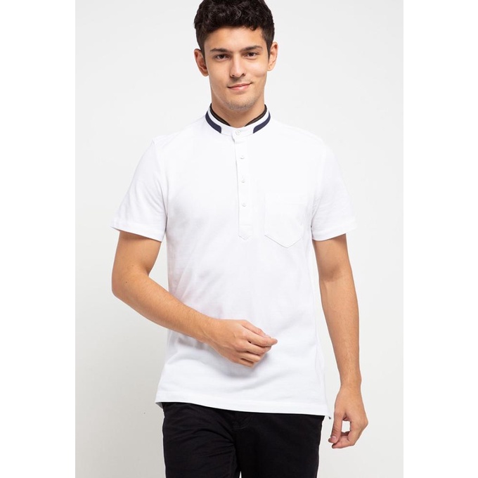 Sale MOC Kemeja Lengan Pendek Slim Fit Louttou-White /BAJU KOKO PRIA/BAJU KOKO DEWASA/BAJU KOKO ANAK