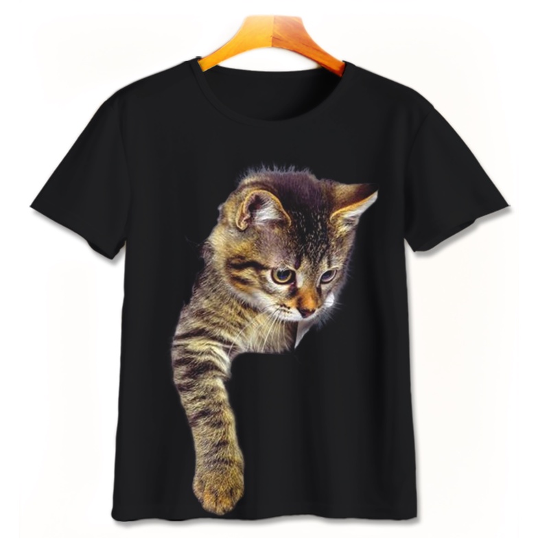 Kaos 3D Anak | Baju Printing | Kaos 3D - Baju Gambar Binatang / Hewan Kucing Lucu Cat Lovers V8 Stic