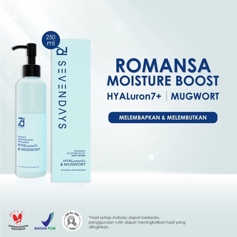 Seven Days Romansa Moisture Boost Body Serum ( BLUE ) 250ML ( 7DBS Romansa ) Body Lotion Wangi Tahan Lama Promo MITRA