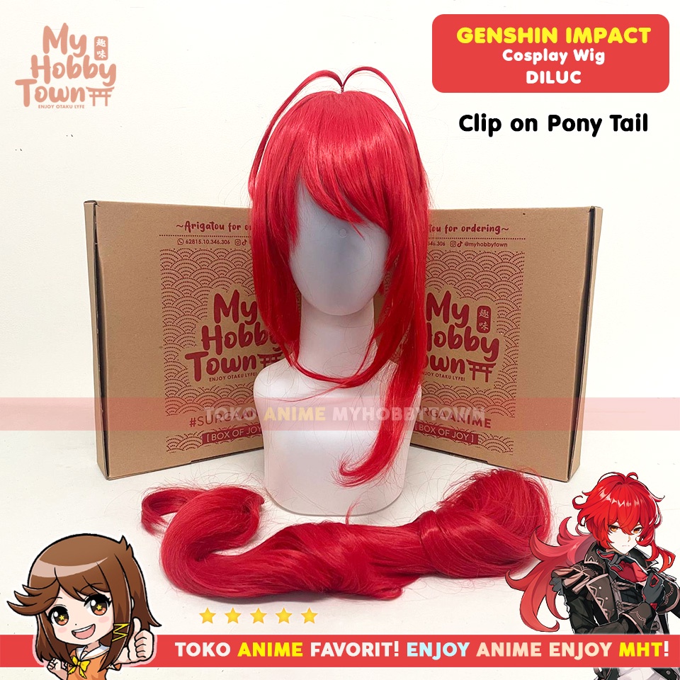 Wig Cosplay Anime Game Genshin Impact Diluc