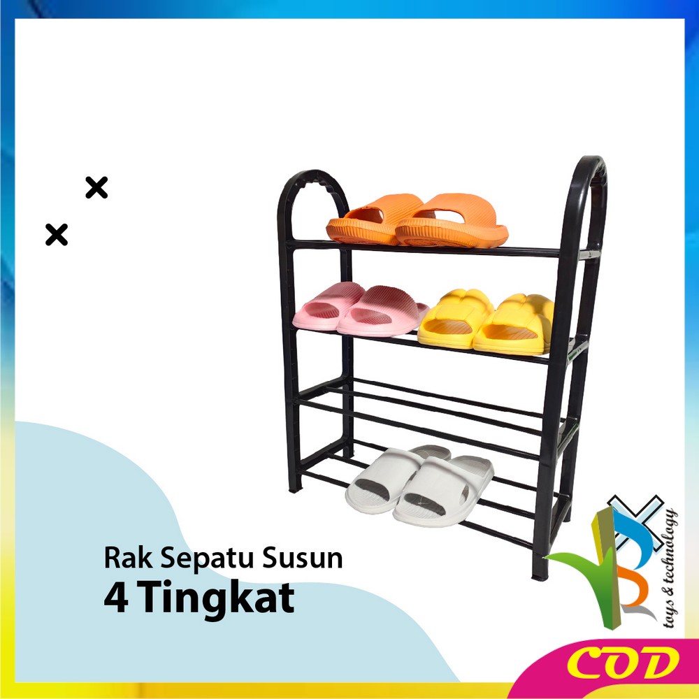 RB-C807 Rak Sepatu Sandal 4 Tingkat Penyimpanan Multifungsi Bahan Plastik / Rak Susun Portable Tempat Sepatu Home Organizer Shoe Rack