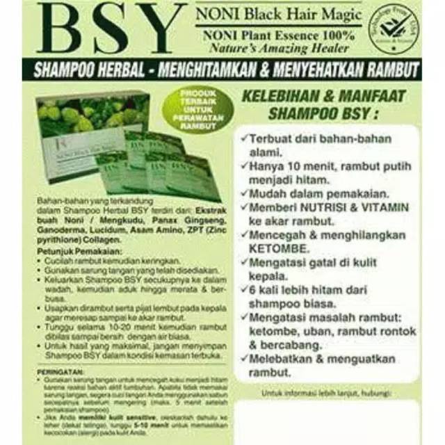 Sampo Penghitam Rambut Alami BSY Noni Black Hair Magic Original