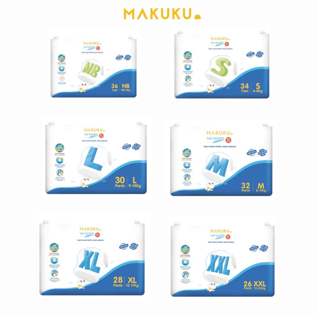 MAKUKU SAP Diapers Slim Care Pants NB /S/M/L/XL/XXL  Popok Tipis Anti Gumpal