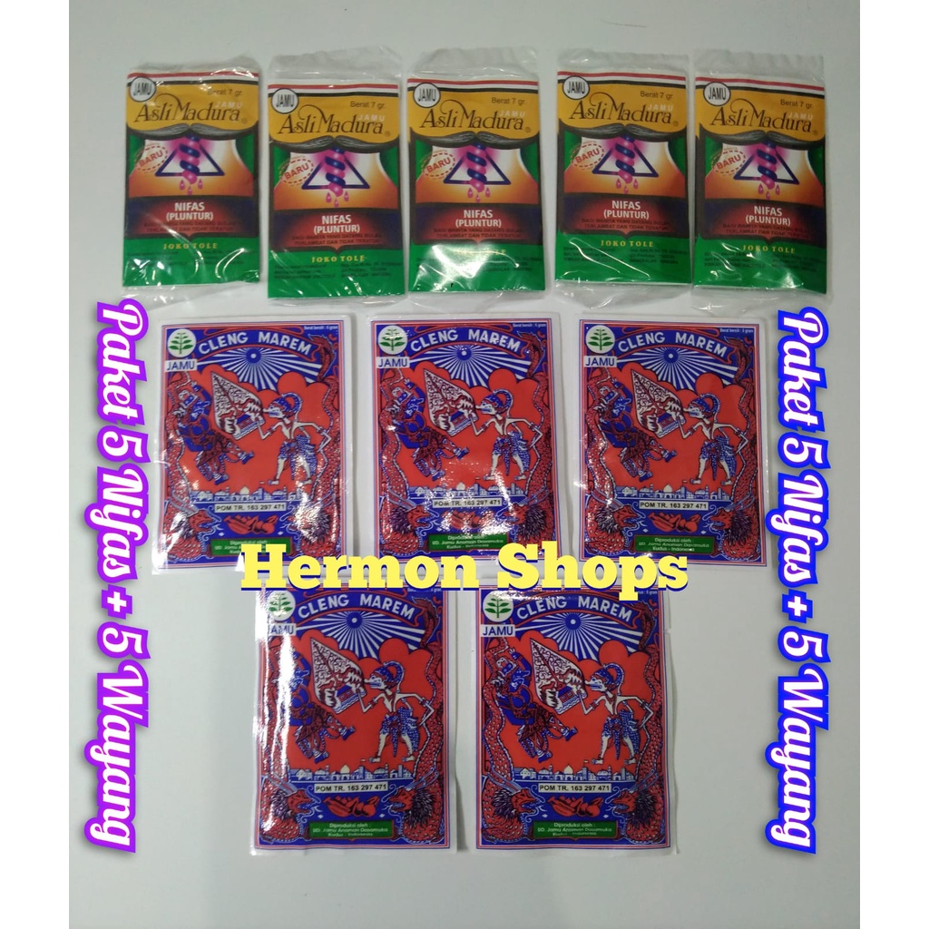 Jamu Nifas Pluntur & Cap Wayang ( Becak ) Paket 5+5 Pcs jamu pelancar haid tradisional