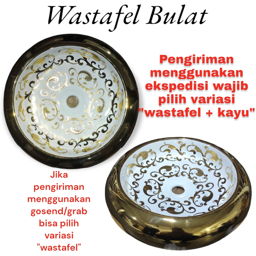 Wastafel Model Eropa Mewah Putih Gold Meja Cuci Muka Kamar Mandi