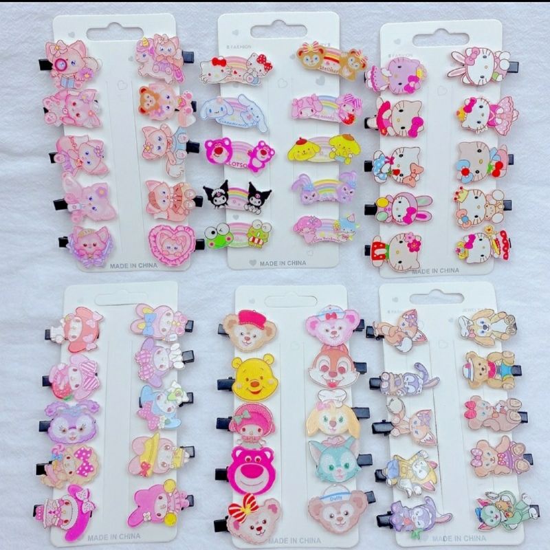10in1 Jepit Rambut Anak Korean Hairpin Girl Sanrio Kitty Princess Cinnamoroll Lucu Rainbow Flower Candy Twinkle Little Star Aksesoris Hiasan Pita Rambut Perempuan