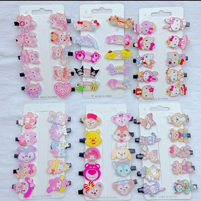 10in1 Jepit Rambut Anak Korean Hairpin Girl Sanrio Kitty Princess Cinnamoroll Lucu Rainbow Flower Candy Twinkle Little Star Aksesoris Hiasan Pita Rambut Perempuan