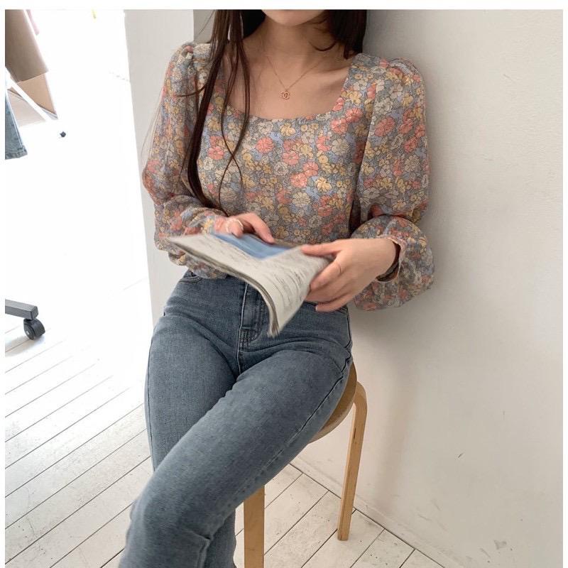 GFS STEPHY MARGARITA TWIST PREMIUM SQUARE NECK FLORAL BLOUSE