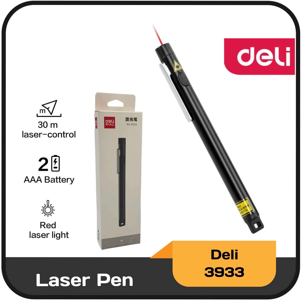 Laser Pointer/Pen laser untuk Presentasi Deli 3933 - Hitam