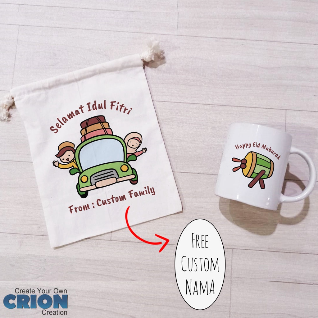 Mug Hampers Idul Fitri/Lebaran/EID Mubarak Personalize Greeting - By Crion