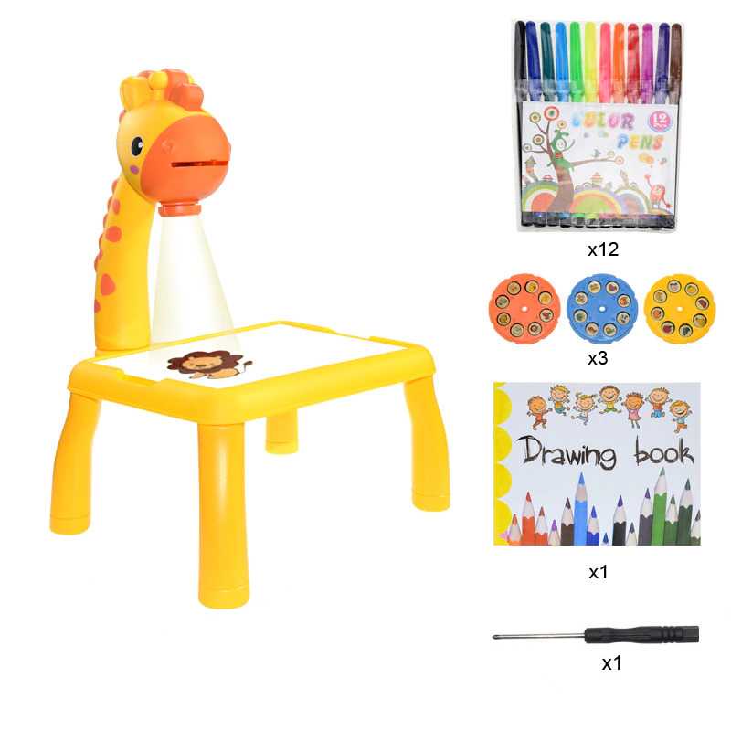 (BISA COD) FTIHSHP YIMATOYS Meja Bermain Anak LED Projector Art Drawing Board - WBP23