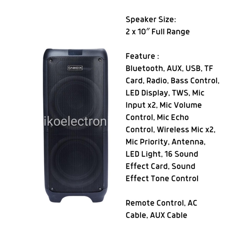 Niko Dino 10 Speaker Bluetooth Portable Meeting 250 Watt FREE 2 Mic