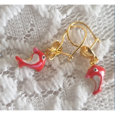 Anting anak dolphin merah - 1/2 gr