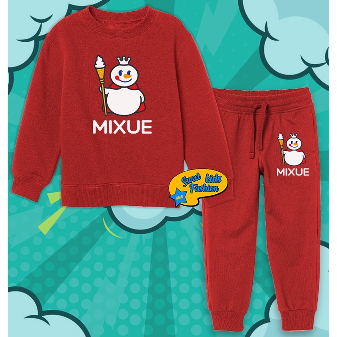 Setelan Anak Mixue Ice Cream Jogger Sweater Anak Mixue Ice Cream Set