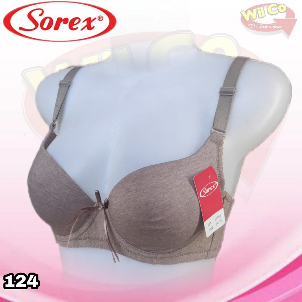 K124 - BRA/BH WANITA SOREX MELANGE BUSA TIPIS ADA KAWAT TIGA PENGAIT CUB B SIZE 34 - 40