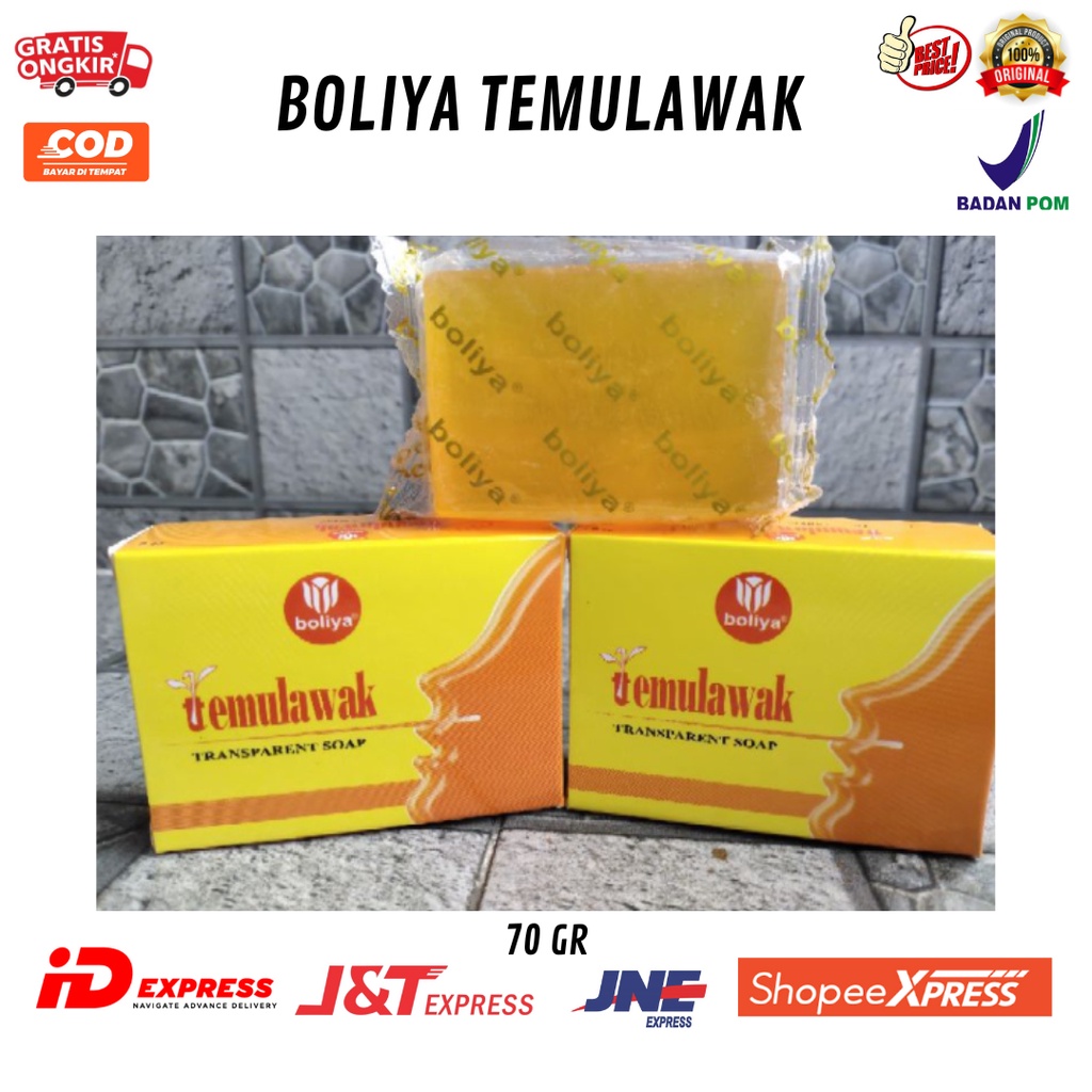 Boliya Sabun  Temulawak BPOM 70GR Menyegarkan / Melembutkan Wajah & Memberikan Hasil Selaras Tampak 