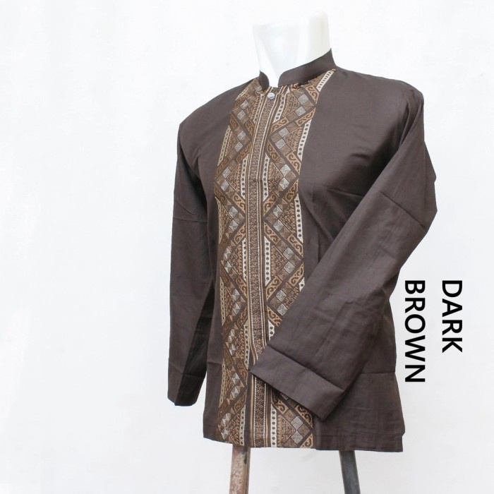 Kemeja baju koko takwa busana muslim pria lengan panjang bordir baju lebaran slimfit putih jumbo dew