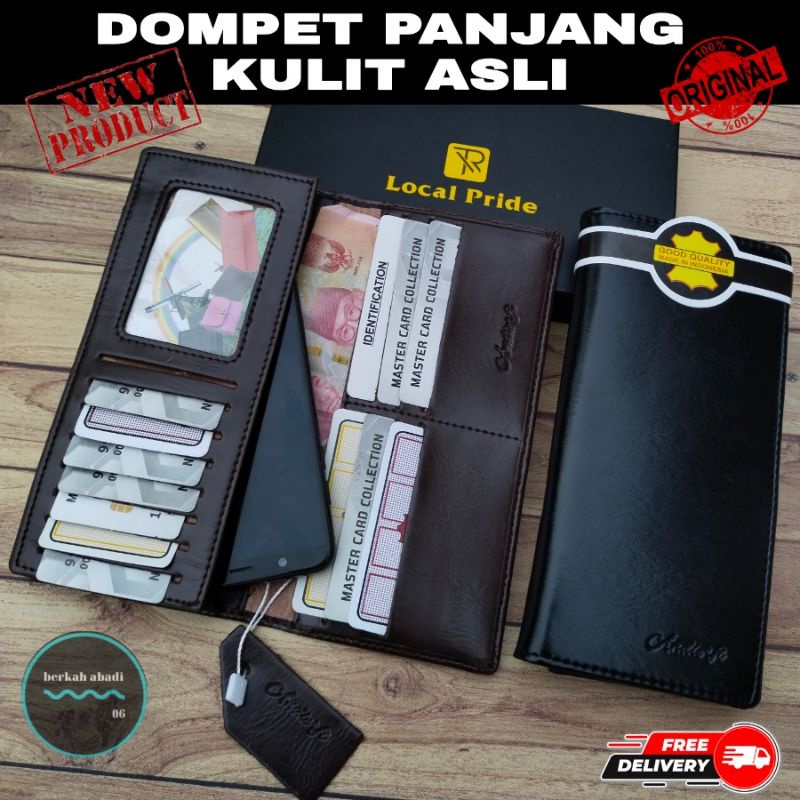 Dompet Lipat Panjang Kulit-DOMPET PRIA WANITA 7IN KULIT ASL TAHAN BAKAR