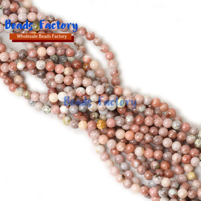 Batu Alam Wintersweet Jasper 4/6/8/10/12 MM Dipilih Batu Alam Manik-manik DIY Bulat untuk Membuat Perhiasan Aksesoris