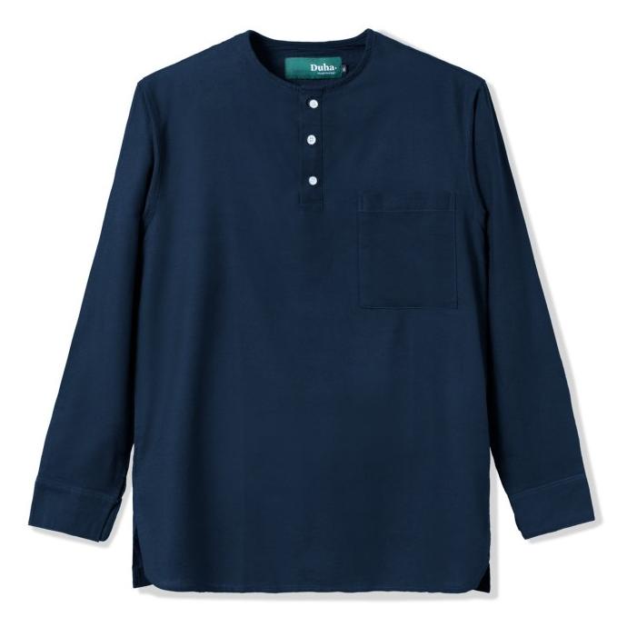 TERLARIS Baju Muslim Duha Muslimwear - Shahzain Pocket Navy Lengan Panjang /BAJU KOKO PRIA/BAJU KOKO