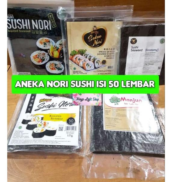 

♜ Nori sushi 50 lembar halal tokinori manjun sakao rumput laut sushi kering dry seaweed murah dried seaweed ♫