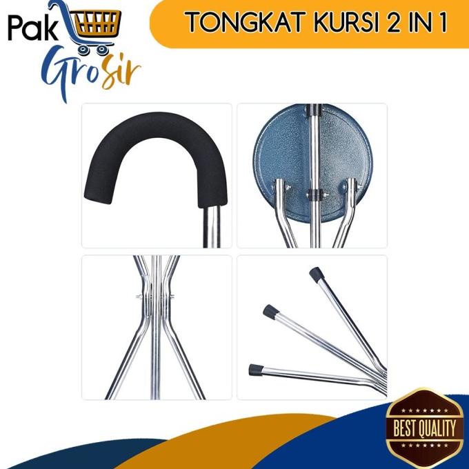 Tongkat Kursi Duduk Kaki 3 Alat Bantu Jalan Lansia Murah Berkualitas