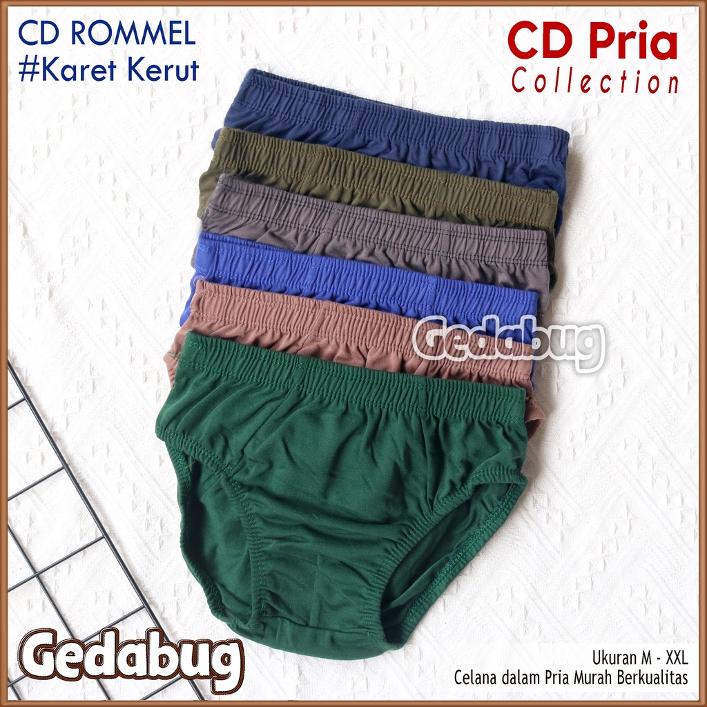 6 Pcs - CD Pria ROMMEL | Celana dalam pria Karet Kerut Murah Berkualitas | Gedabug