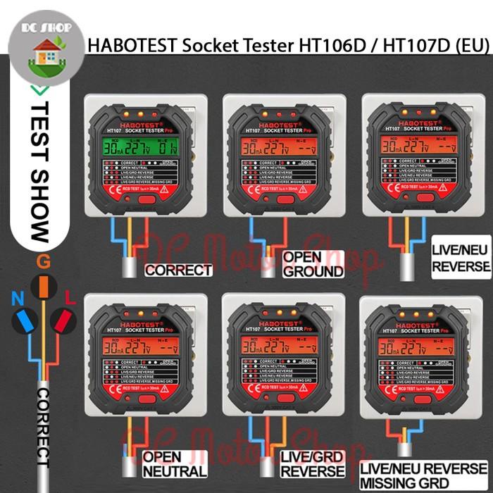 Alat Uji Grounding HABOTEST Stop Kontak Voltage Tester HT106D / HT107D