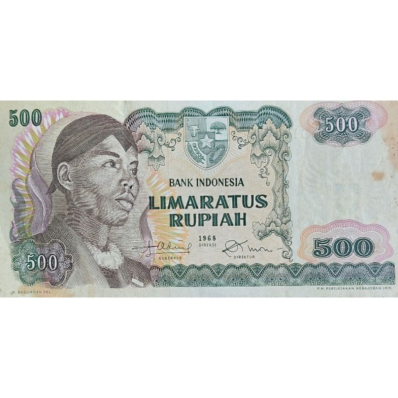 Uang Kuno Negara Indonesia 500 Sudirman 1968 Kondisi Kertas AUNC -XF Bagus Dijamin Original 100%