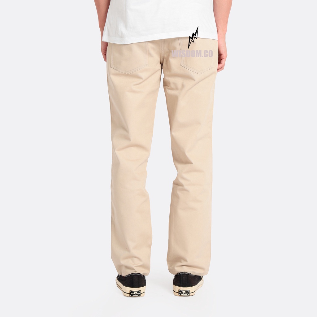 WISDOM Chino Pants Straight Canvas non Stretch Cream