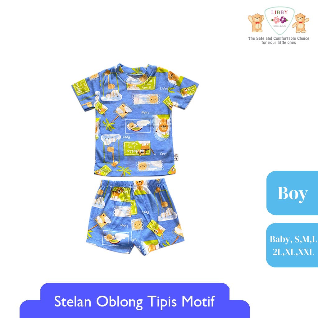 LIBBY Setelan Oblong Pendek Cotton Rib Boy Play The Ground 1 stel