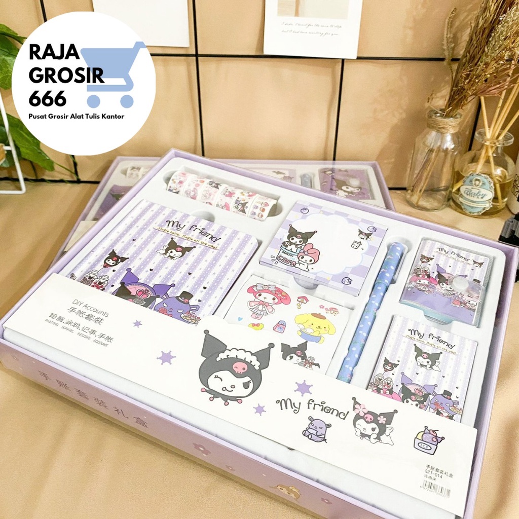 

Paket jurnal 7 in 1 KUROMI SANRIO journal perempuan gambar buah kado unik lucu