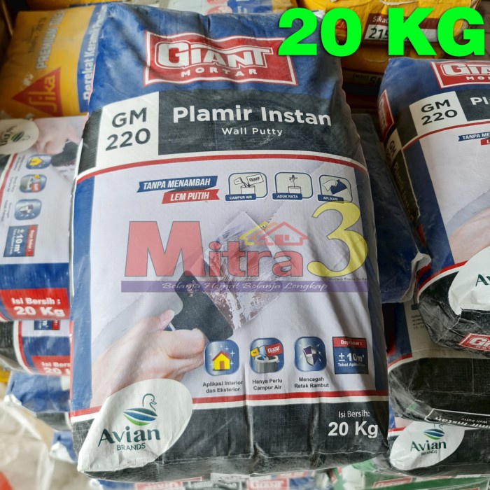 ~^~^~^] GIANT Mortar 220 20 KG Plamir Instan Acian Tembok Dinding Semen Instan