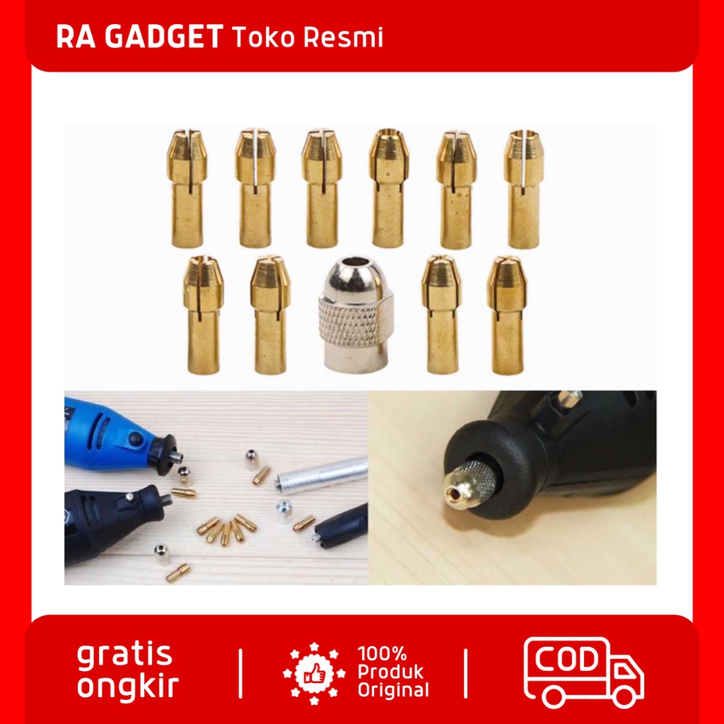 Mata Bor Chuck Mata Bor Drill Brass Collet 11PCS / Mata Bor Besi Beton Kayu Tuner Aluminium Pagoda B