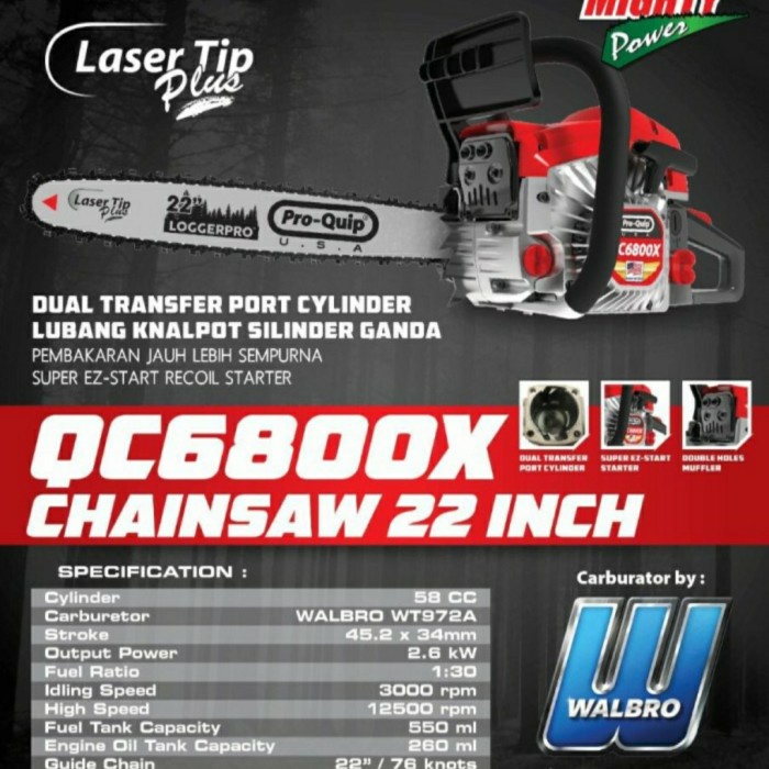 ,,,,,,,] Chainsaw 22 Inch Proquip QC 6800 X