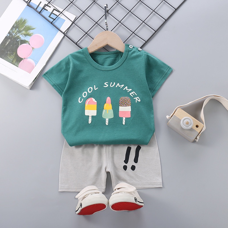 Cherry COD Setelan Pakaian Bayi / Setelan Pakaian Anak Lengan Pendek / Setelan Baju Bayi SLP31