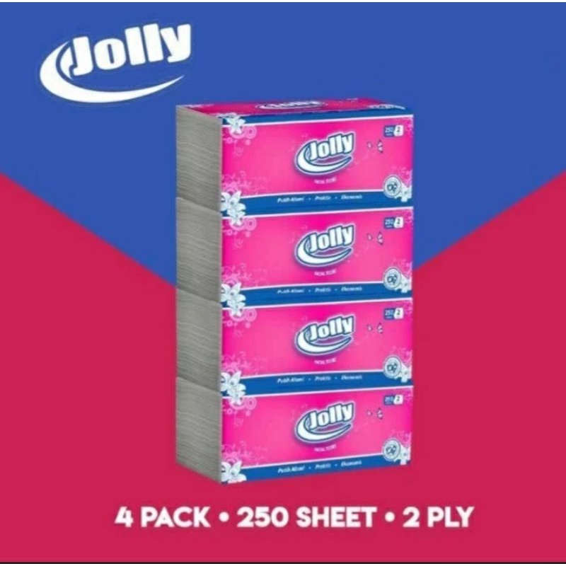 Bundling 4 pack Tissue Jolly 250 sheet, Tissue halus dan lembut